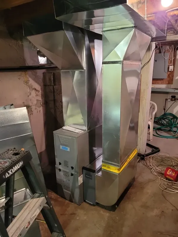 Commercial mechanical room with heating and cooling equipment