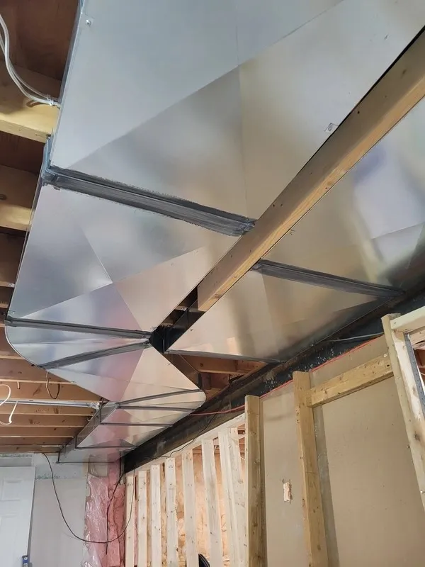 Fresh air ductwork connected to a ventilation system